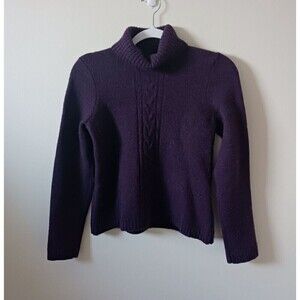 Mercer & Madison Petite 100% Merino Wool Turtleneck Knit‎ Sweater Purple Size PS
